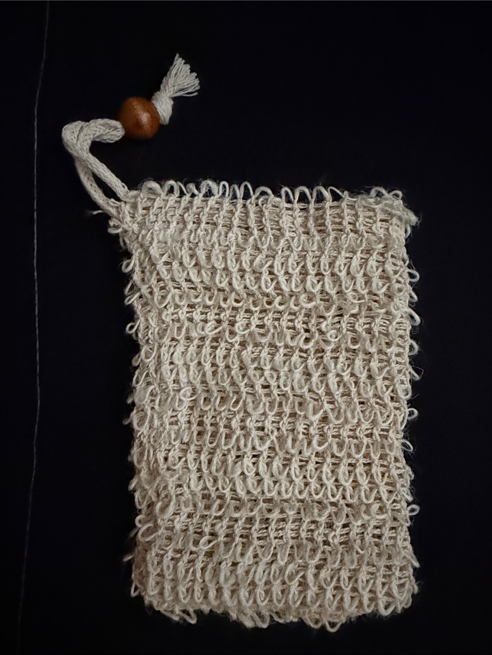 Natural Crochet Drawstring Bag - Cream